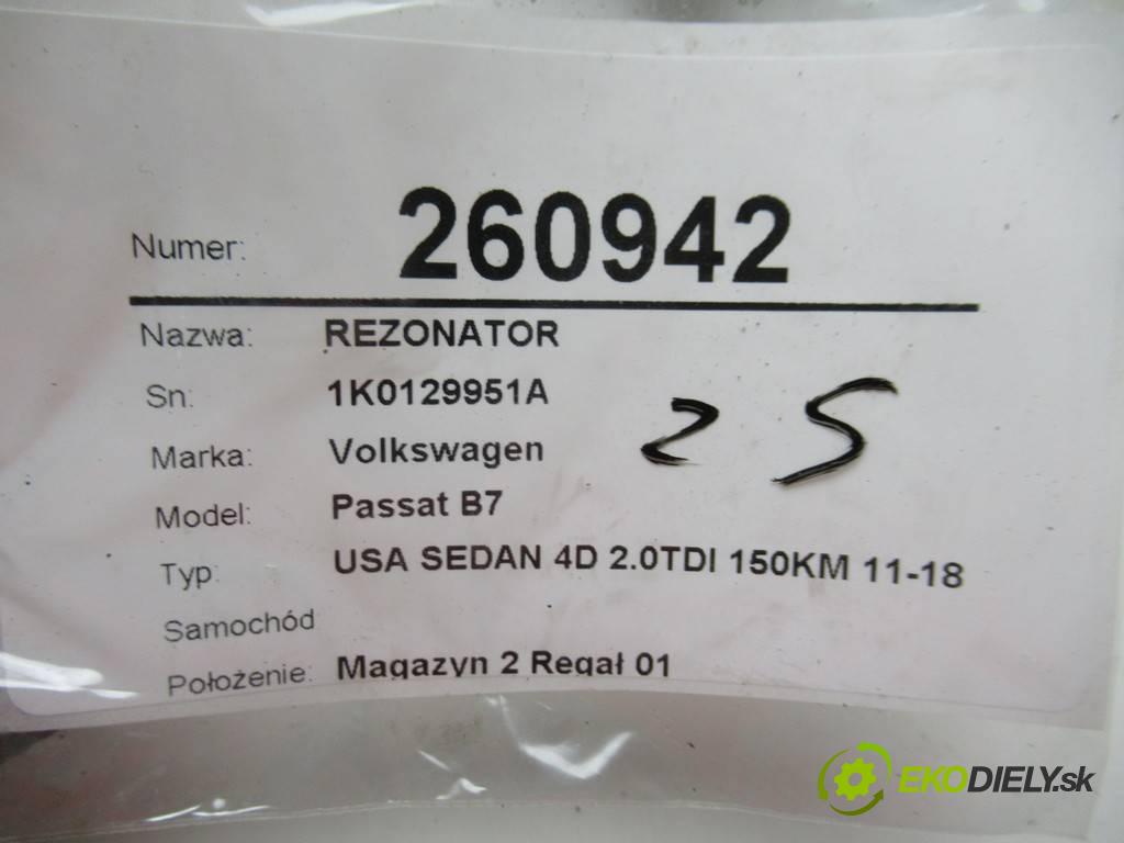 Volkswagen Passat B7    USA SEDAN 4D 2.0TDI 150KM 11-18  rezonátor 1K0129951A