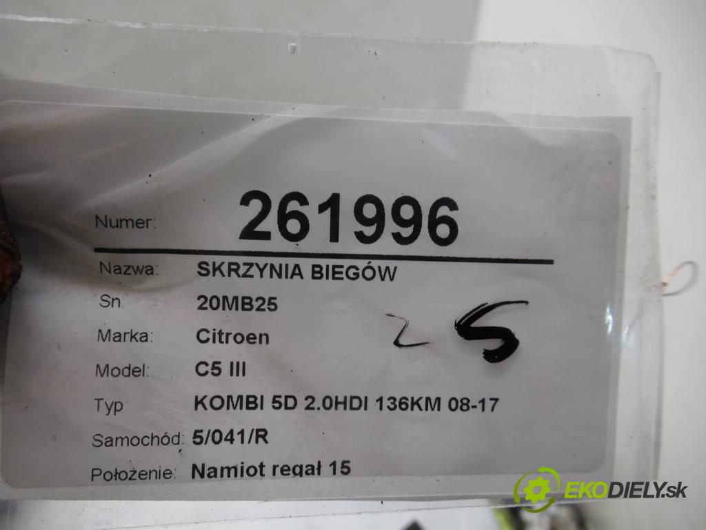 Citroen C5 III  2008 100 kW KOMBI 5D 2.0HDI 136KM 08-17 2000 Prevodovka - 20MB25 (Prevodovky)