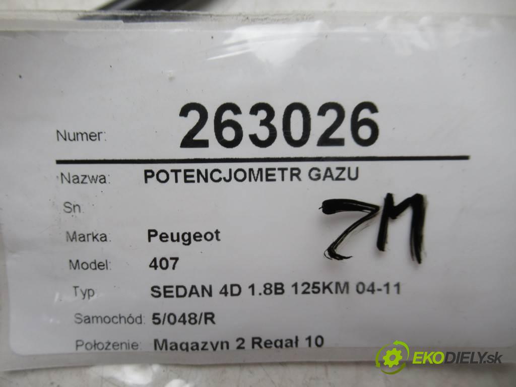 Peugeot 407  2007 92 kW SEDAN 4D 1.8B 125KM 04-11 1700 potenciometr plynového pedálu 0280752241 (Pedály)