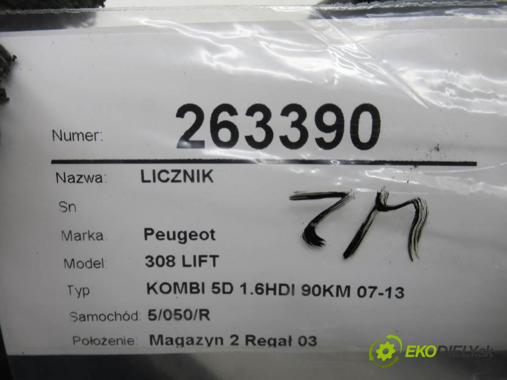 Peugeot 308 LIFT  2008 66,20 KOMBI 5D 1.6HDI 90KM 07-13 1600 prístrojovka 9665107480 (Přístrojové desky, displeje)