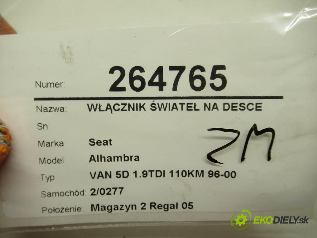 Seat Alhambra  1999 81 kW VAN 5D 1.9TDI 110KM 96-00 1900 Spínač svetiel na prístrojovej doske 7M1941531P (Prepínače, spínače, tlačidlá a ovládače kúrenia)