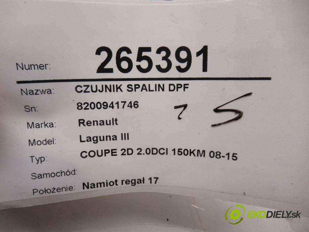 Renault Laguna III    COUPE 2D 2.0DCI 150KM 08-15  Snímač spalín DPF 8200941746 (Snímače)