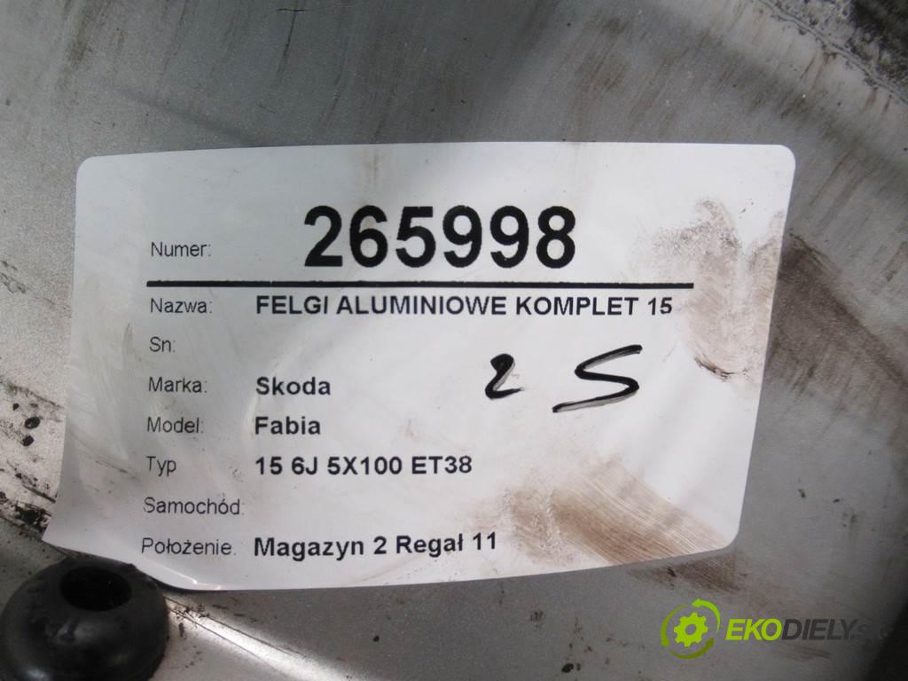 Skoda Fabia    15 6J 5X100 ET38  disky hliníkové - 15  (Hliníkové)