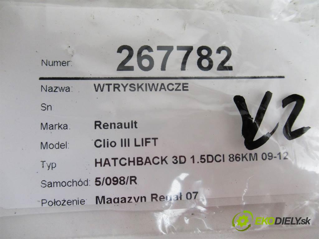 Renault Clio III LIFT  2010 63KW HATCHBACK 3D 1.5DCI 86KM 09-12 1500 vstřikovací ventily 166001137R H8200421897
