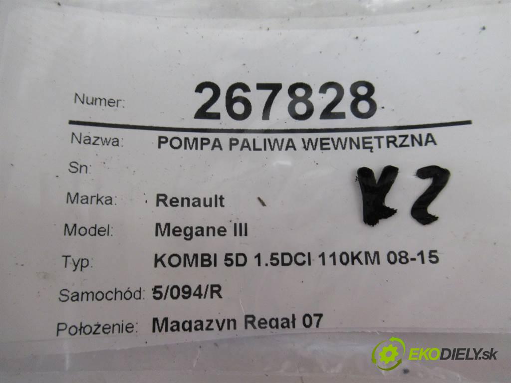 Renault Megane III  2012 81KW KOMBI 5D 1.5DCI 110KM 08-15 1500 Pumpa paliva vnútorná 172020033R (Palivové pumpy, čerpadlá, plaváky)