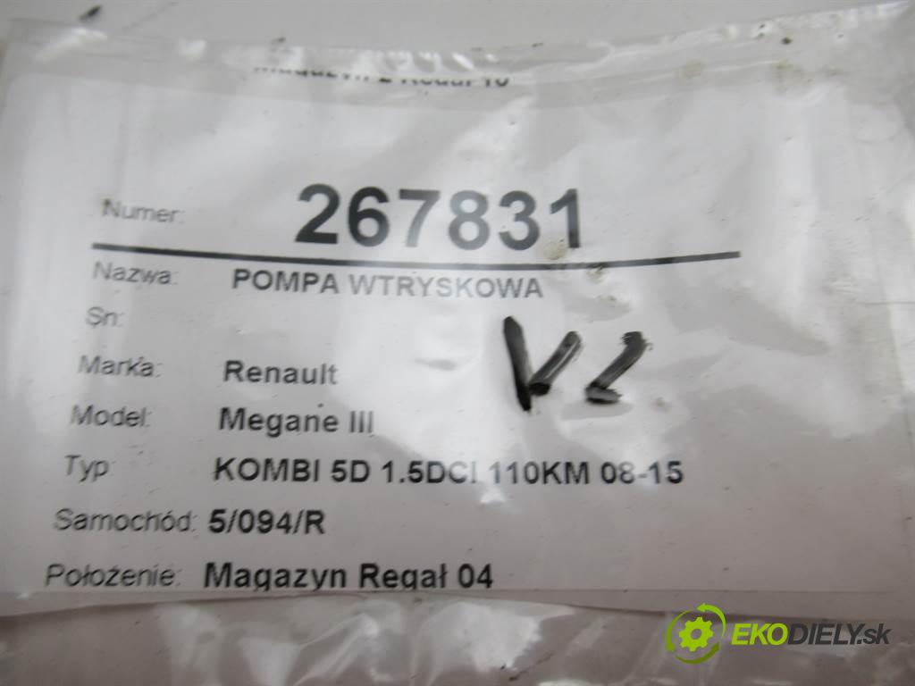 Renault Megane III  2012 81KW KOMBI 5D 1.5DCI 110KM 08-15 1500 Pumpa vstrekovacia  (Vstrekovacie čerpadlá)