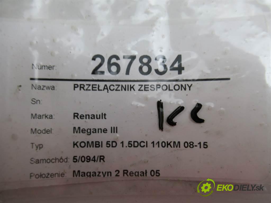 Renault Megane III  2012 81KW KOMBI 5D 1.5DCI 110KM 08-15 1500 Prepínač kombinovaný 255522540R (Prepínače, spínače, tlačidlá a ovládače kúrenia)