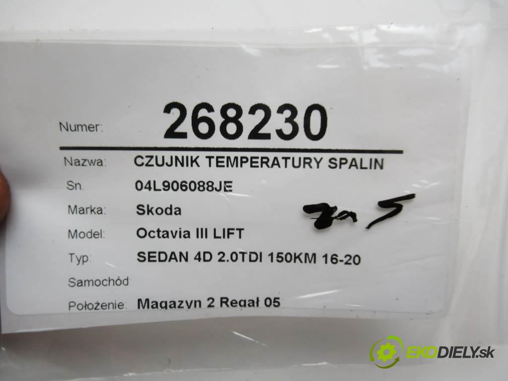 Skoda Octavia III LIFT    SEDAN 4D 2.0TDI 150KM 16-20  Snímač teploty spalín 04L906088JE (Snímače)