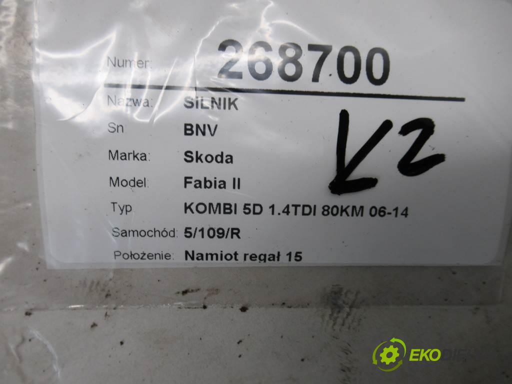 Skoda Fabia II  2009 59 kW KOMBI 5D 1.4TDI 80KM 06-14 1400 motor BNV (Motory (kompletní))