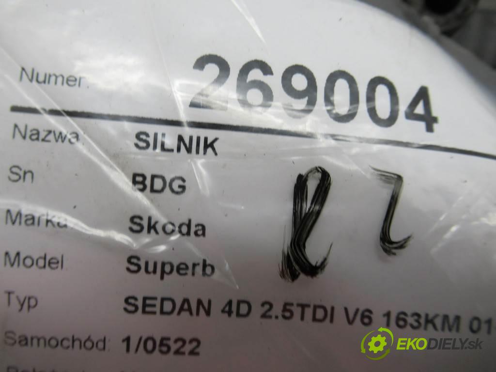 Skoda Superb  2006  SEDAN 4D 2.5TDI V6 163KM 01-08 2500 motor BDG (Motory (kompletní))