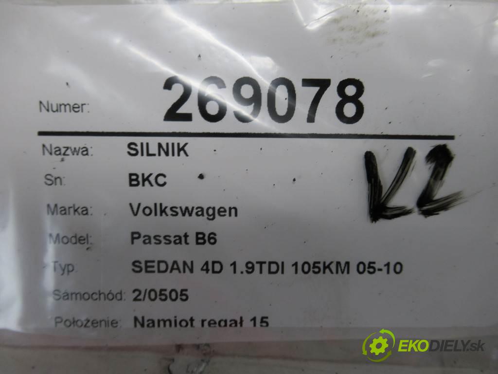 Volkswagen Passat B6  2005  SEDAN 4D 1.9TDI 105KM 05-10 1900 Motor BKC (Motory (kompletné))