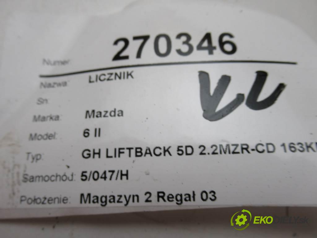 Mazda 6 II  2010 120 kW GH LIFTBACK 5D 2.2MZR-CD 163KM 07-12 2200 prístrojovka 3AGDK1B (Přístrojové desky, displeje)