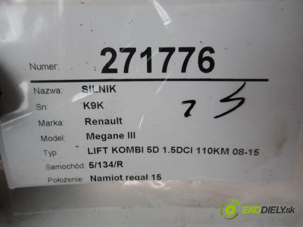 Renault Megane III  2014 81 kW LIFT KOMBI 5D 1.5DCI 110KM 08-15 1500 Motor K9K (Motory (kompletné))