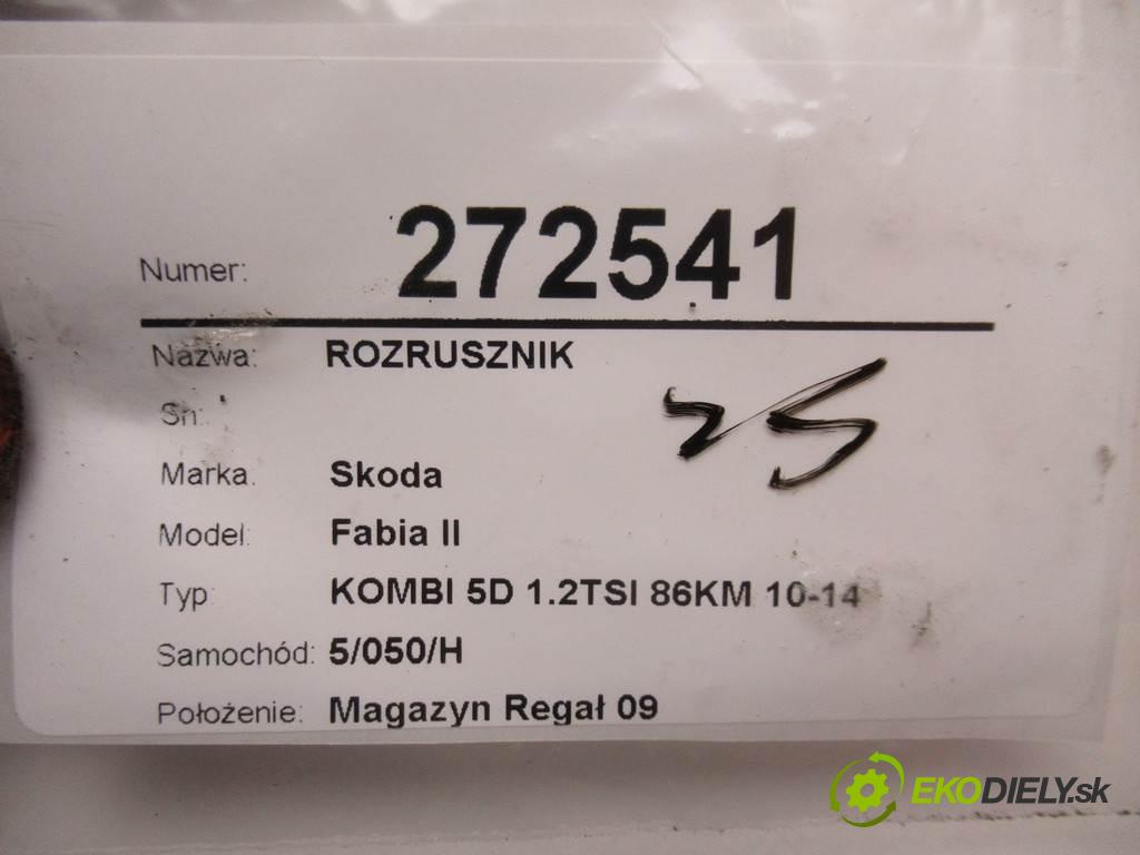 Skoda Fabia II  2013 63 kW KOMBI 5D 1.2TSI 86KM 10-14 1200 Štartér 02T911024N (Štartéry)