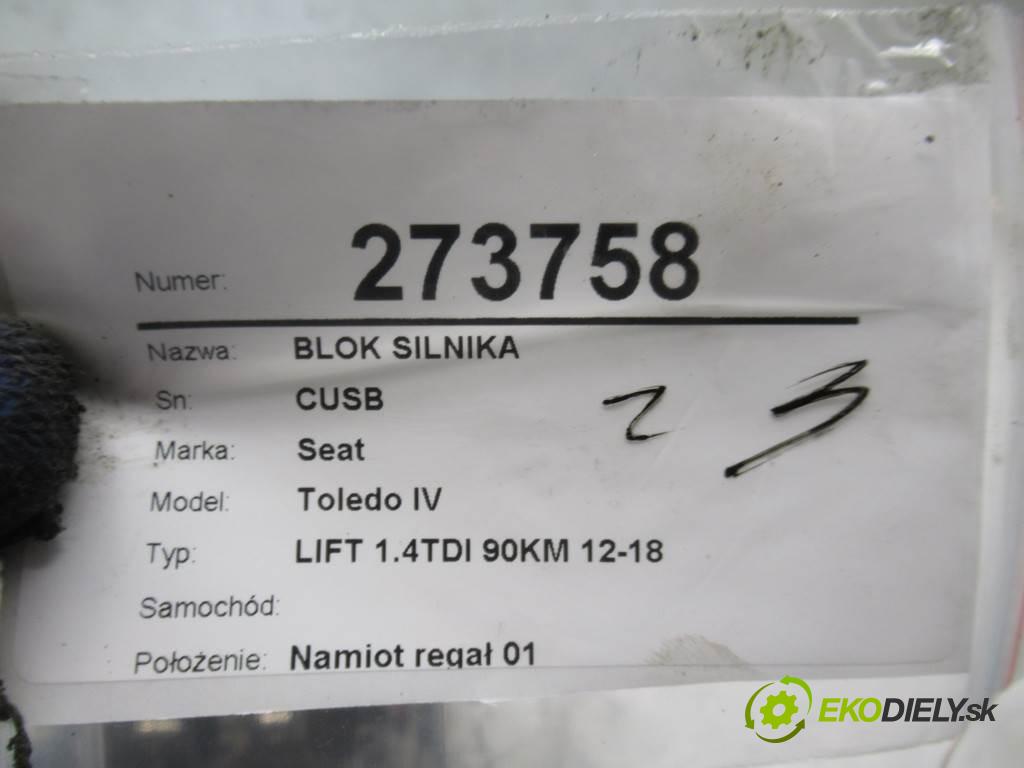 Seat Toledo IV    LIFT 1.4TDI 90KM 12-18  Blok motora CUSB 04B103024T (Blok motoru)