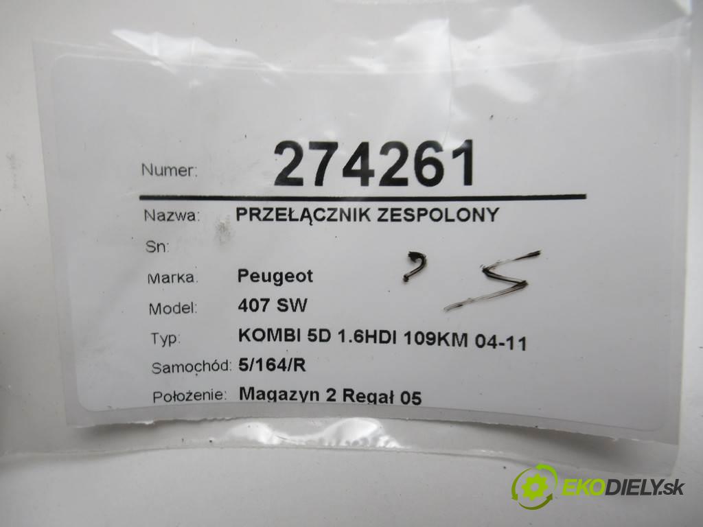 Peugeot 407 SW  2005 80 kW KOMBI 5D 1.6HDI 109KM 04-11 1600 Prepínač kombinovaný 96611302XT (Prepínače, spínače, tlačidlá a ovládače kúrenia)