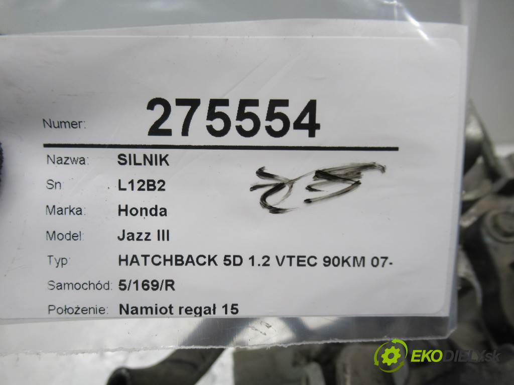 Honda Jazz III  2009 66 kW HATCHBACK 5D 1.2 VTEC 90KM 07-14 1200 motor L12B2 (Motory (kompletní))