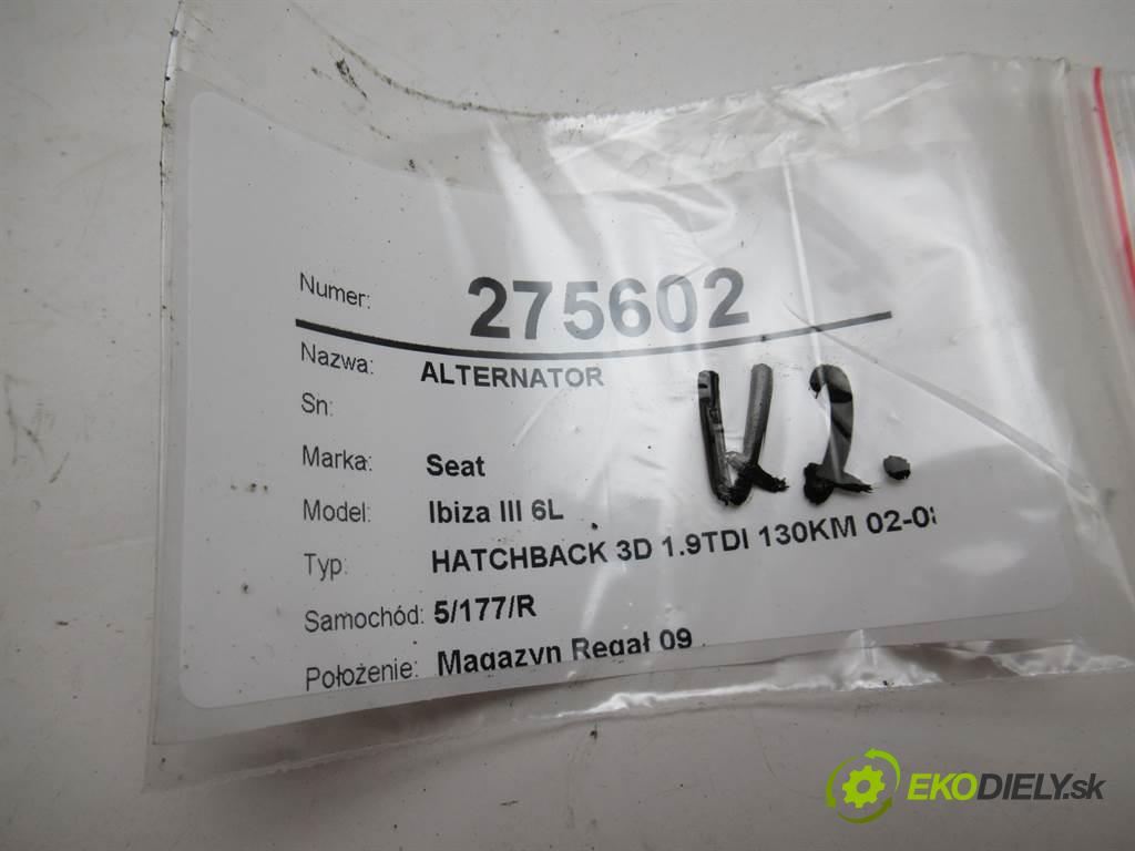 Seat Ibiza III 6L  2003 96 kW HATCHBACK 3D 1.9TDI 130KM 02-08 1900 Alternátor 038903023L (Alternátory)
