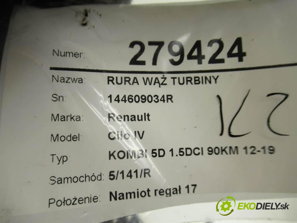 Renault Clio IV  2015 66 kW KOMBI 5D 1.5DCI 90KM 12-19 1500 Rúra hadice turba 144609034R (Hadice intercoolera)