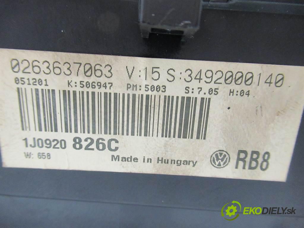 Volkswagen Golf IV  2000 74 kW HATCHBACK 5D 1.9TDI 101KM 97-03 1900 Prístrojovka 1J0920826C (Prístrojové dosky, displeje)