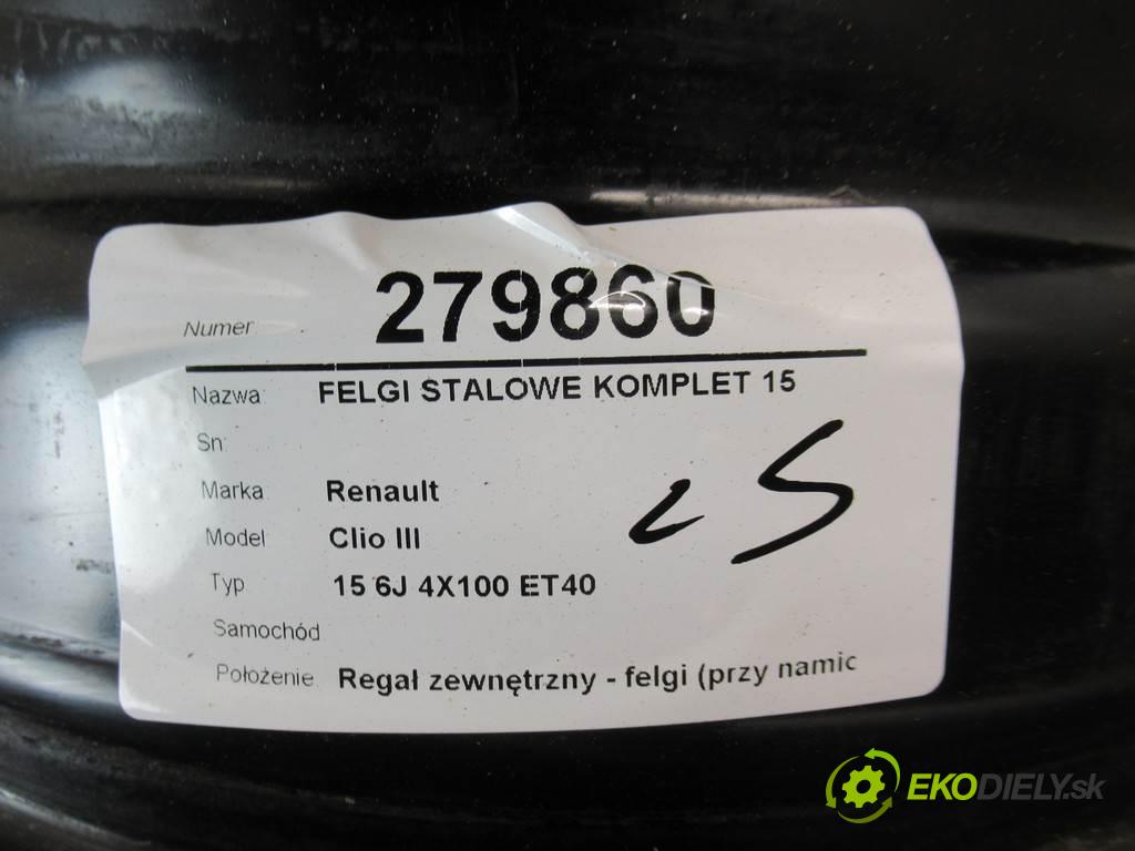 Renault Clio III    15 6J 4X100 ET40  disky plechové - 15  (Plechové)