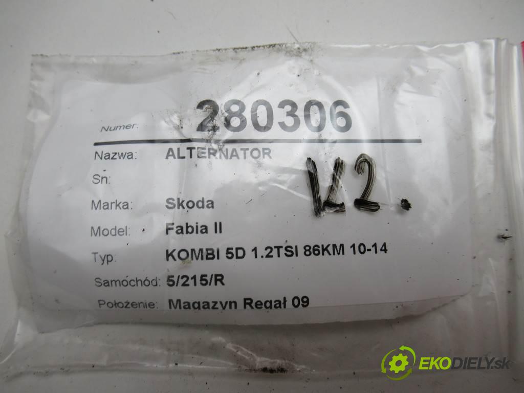 Skoda Fabia II  2010 63KW KOMBI 5D 1.2TSI 86KM 10-14 1197 Alternátor 03F903023E (Alternátory)