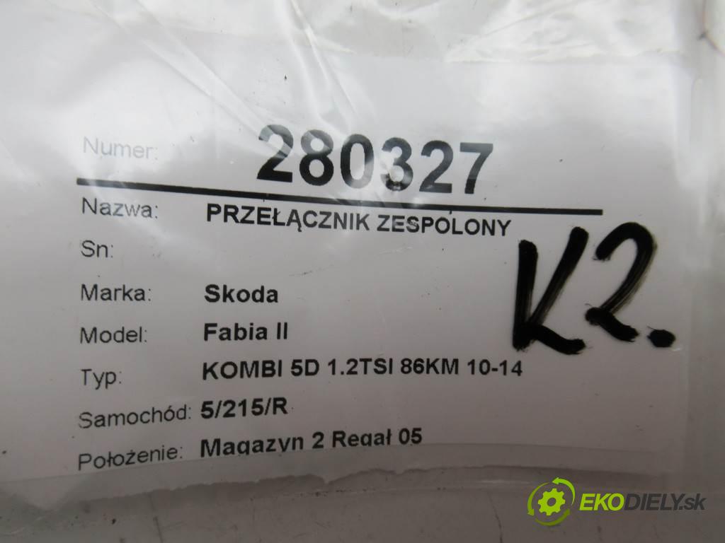 Skoda Fabia II  2010 63KW KOMBI 5D 1.2TSI 86KM 10-14 1197 Prepínač kombinovaný 6Q0953503EJ (Prepínače, spínače, tlačidlá a ovládače kúrenia)