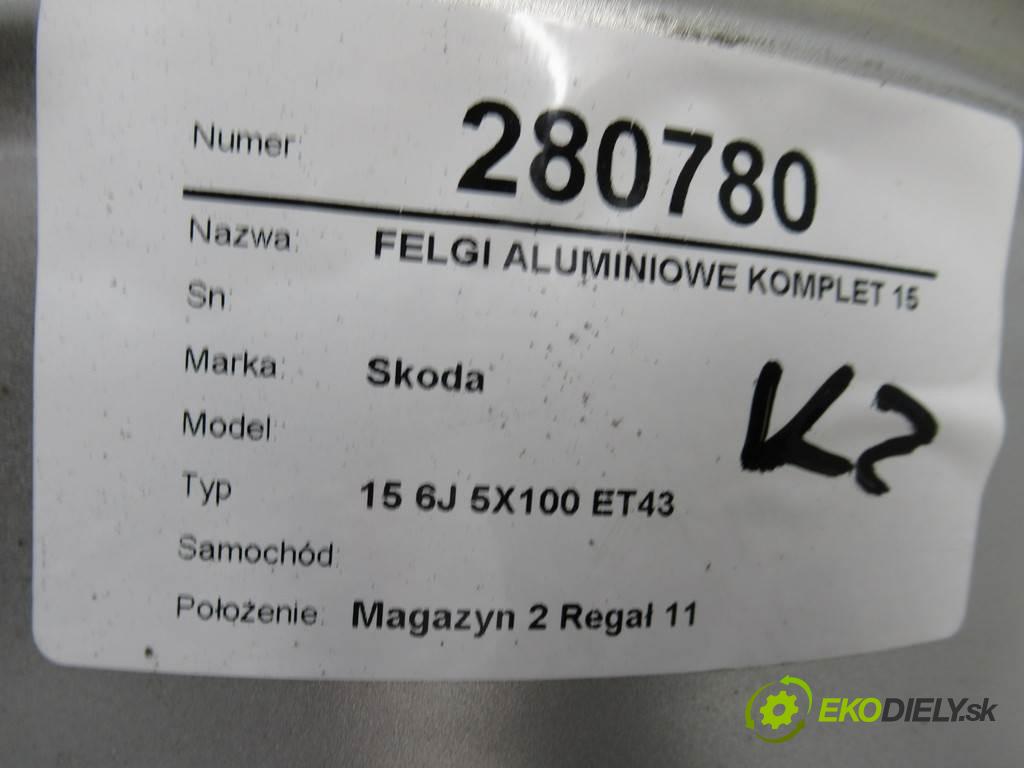 Skoda     15 6J 5X100 ET43  disky hliníkové - 15  (Hliníkové)