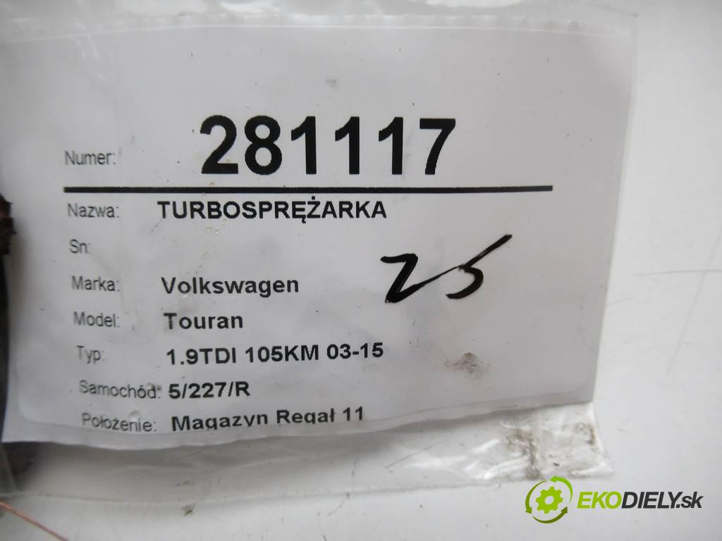 Volkswagen Touran  2005 77 kW 1.9TDI 105KM 03-15 1900 turbo 038253014G (Turbodúchadla (kompletní))