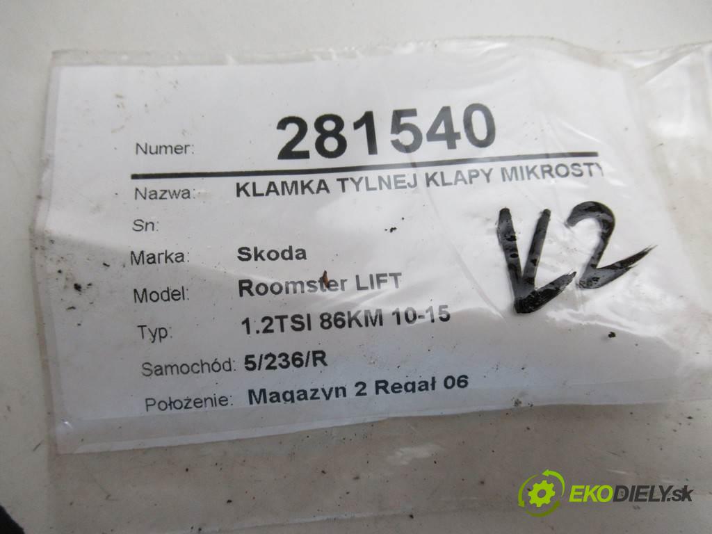 Skoda Roomster LIFT  2014 63KW 1.2TSI 86KM 10-15 1197 Kľučka zad dverí Mikrospínač 5E0827566