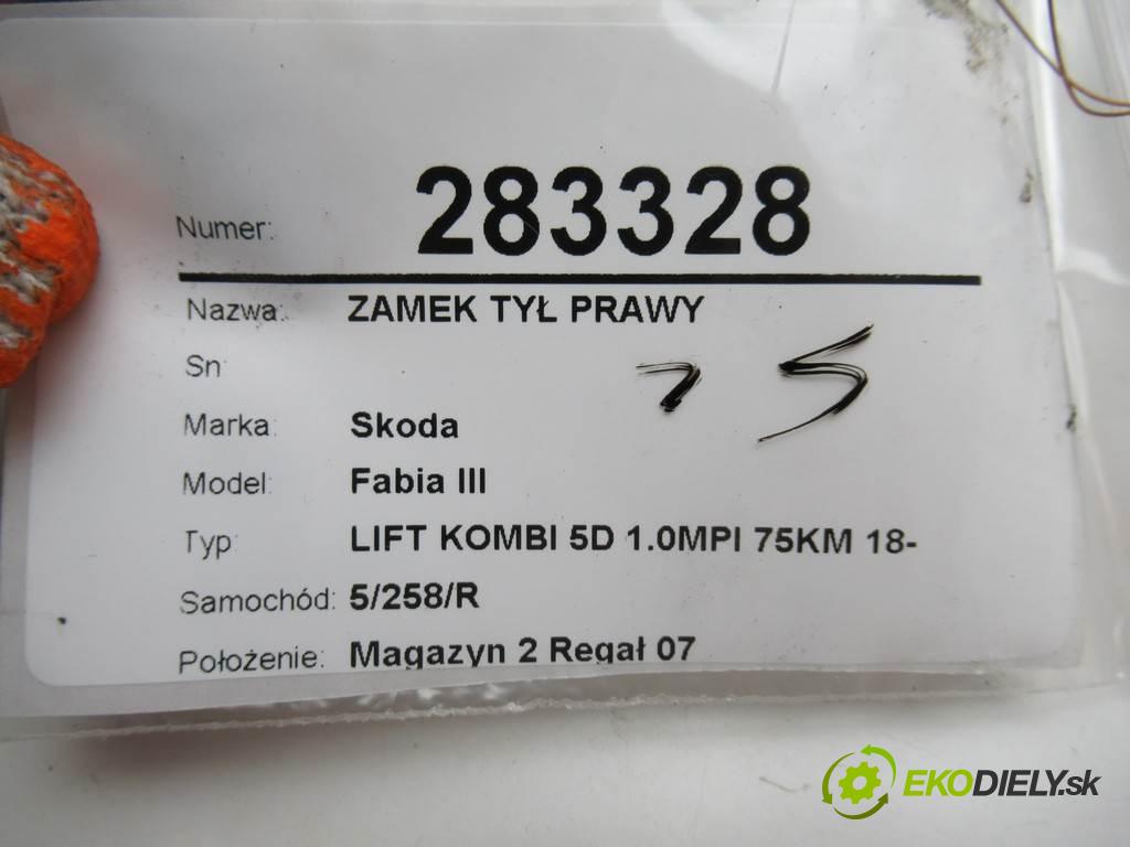 Skoda Fabia III  2018 55 kW LIFT KOMBI 5D 1.0MPI 75KM 18- 1000 zámok zadní část pravý 5TA839016E