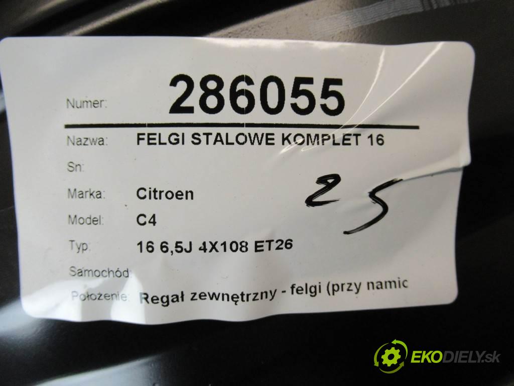 Citroen C4    16 6,5J 4X108 ET26  disky plechové 16  (Plechové)