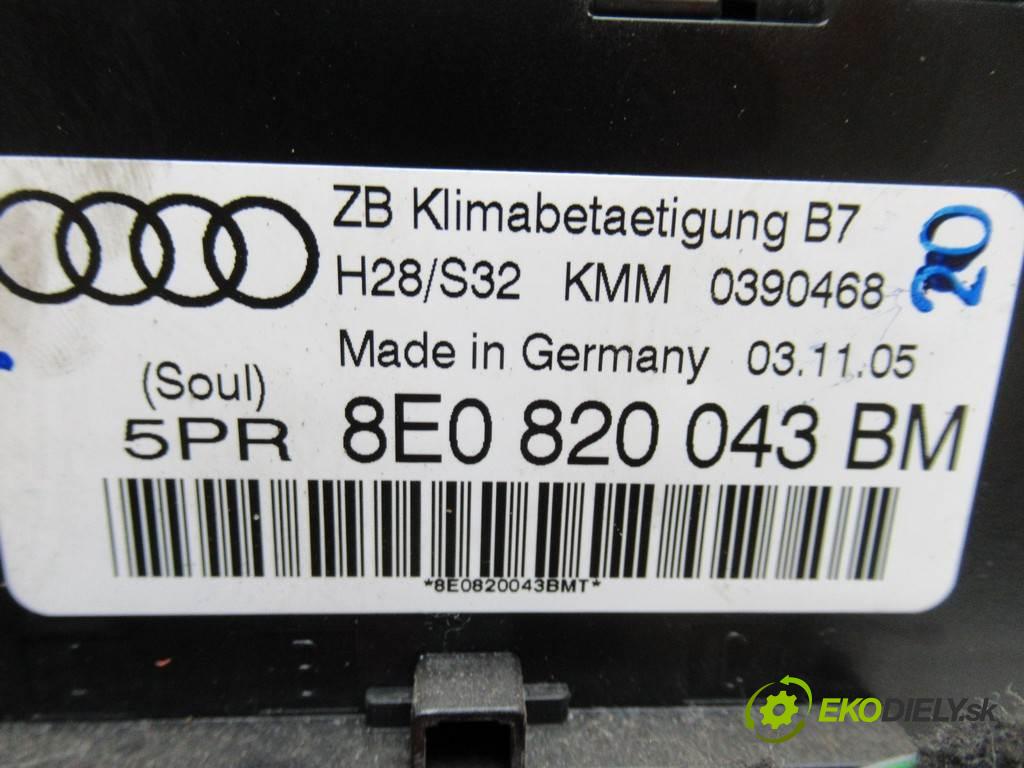 Audi A4 B7  2005 103 kW KOMBI 5D 2.0TDI 140KM 04-08 2000 Panel ovládania kúrenia 8E0820043BM (Prepínače, spínače, tlačidlá a ovládače kúrenia)
