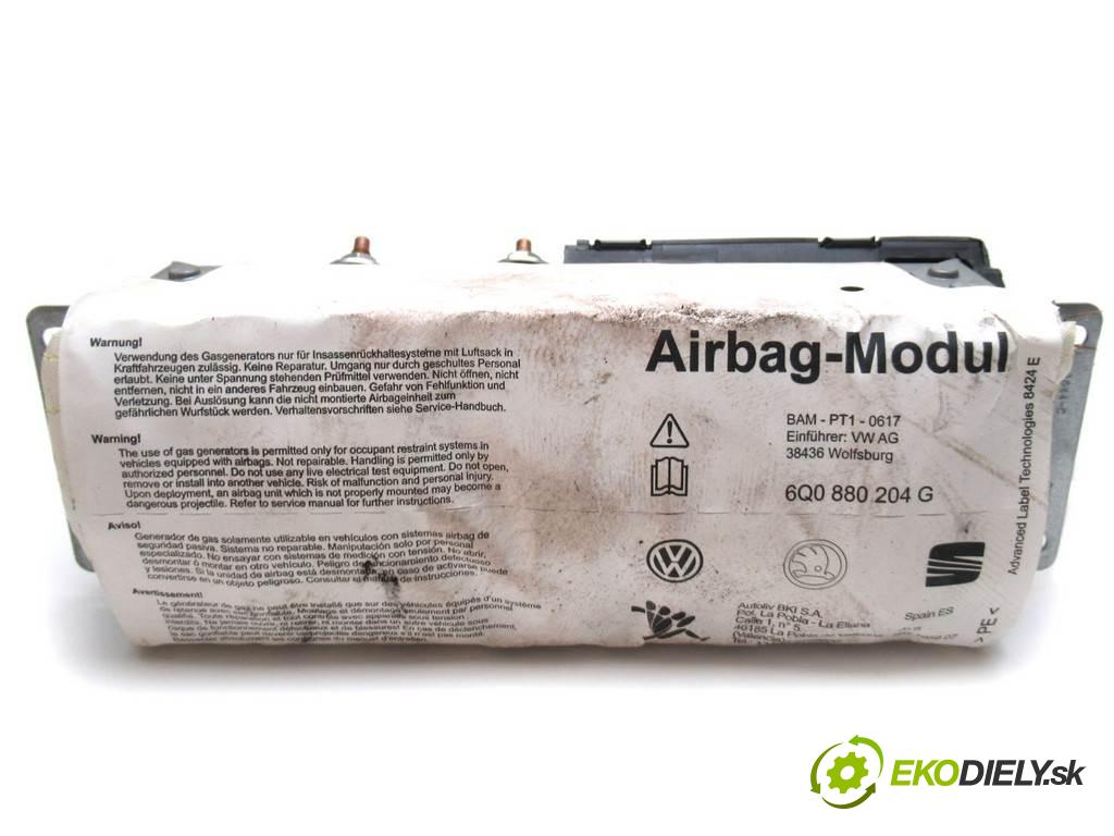 Volkswagen Polo IV 9N  2007 51 kW HATCHBACK 5D 1.2B 69KM 01-09 1200 AirBag spolujazdca 6Q0880204G (Airbagy)