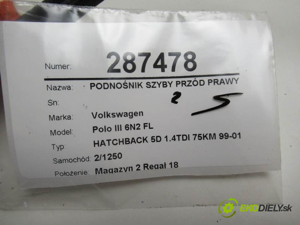 Volkswagen Polo III 6N2 FL  2001  HATCHBACK 5D 1.4TDI 75KM 99-01 1400 Mechanizmus okna predný pravy 6N3959802C (Ostatné)