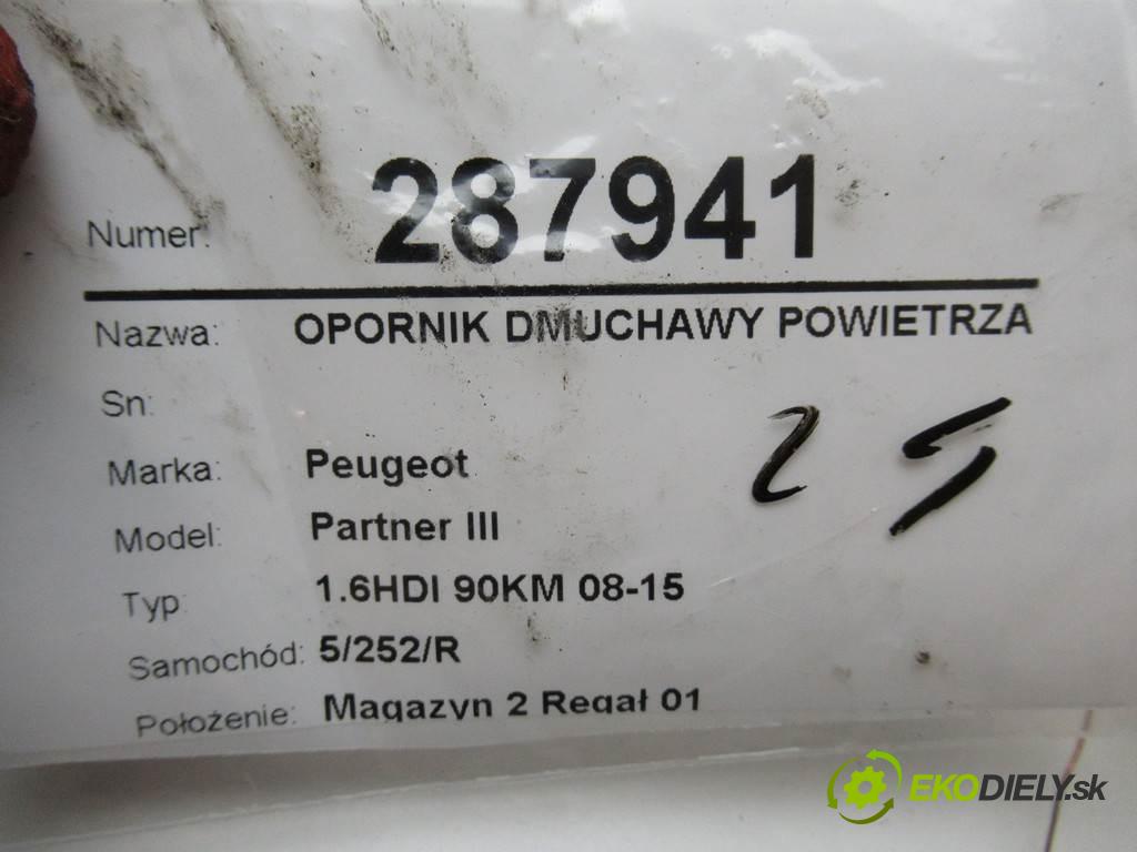 Peugeot Partner III  2010 66,20KW 1.6HDI 90KM 08-15 1560 Odpor, rezistor kúrenia vzduchu  (Odpory (rezistory) kúrenia)