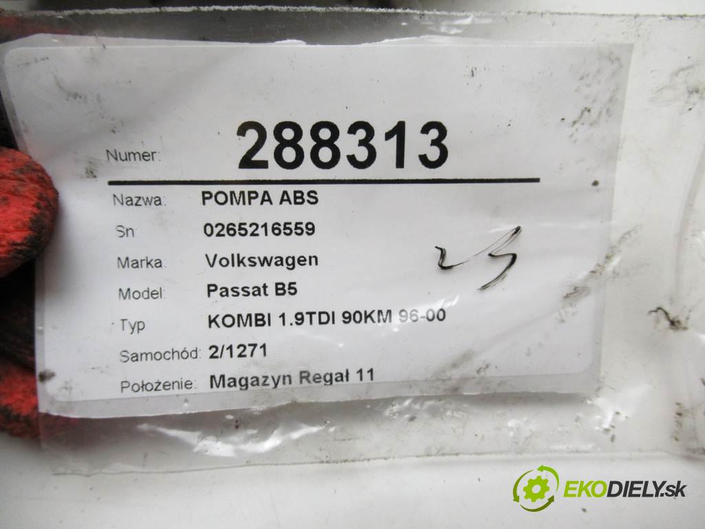 Volkswagen Passat B5  1998 66 kW KOMBI 1.9TDI 90KM 96-00 1900 Pumpa ABS 0265216559 (Pumpy ABS)