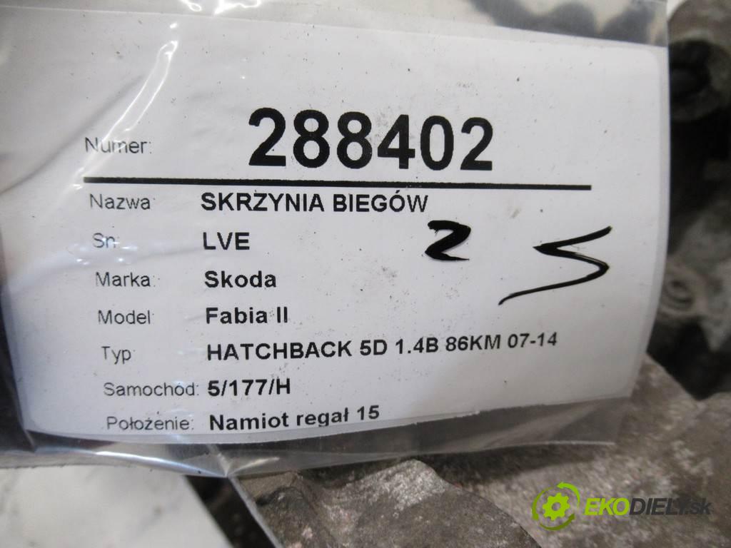 Skoda Fabia II  2014 63 kW HATCHBACK 5D 1.4B 86KM 07-14 1400 Prevodovka LVE (Prevodovky)