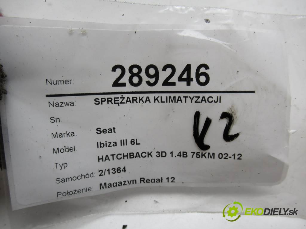 Seat Ibiza III 6L  2005 55 kW HATCHBACK 3D 1.4B 75KM 02-12 1400 Kompresor klimatizácie 6Q0820803R (Kompresory klimatizácie)