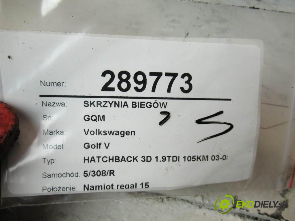 Volkswagen Golf V  2004 77 kW HATCHBACK 3D 1.9TDI 105KM 03-08 1900 Prevodovka GQM (Prevodovky)