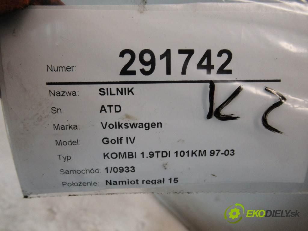 Volkswagen Golf IV  2001 74 kW KOMBI 1.9TDI 101KM 97-03 1900 Motor ATD (Motory (kompletné))