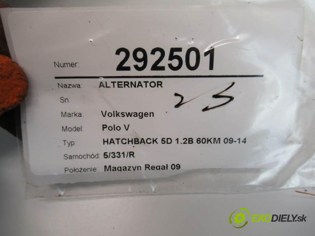 Volkswagen Polo V  2010 51 kW HATCHBACK 5D 1.2B 60KM 09-14 1200 Alternátor 03D903025J (Alternátory)