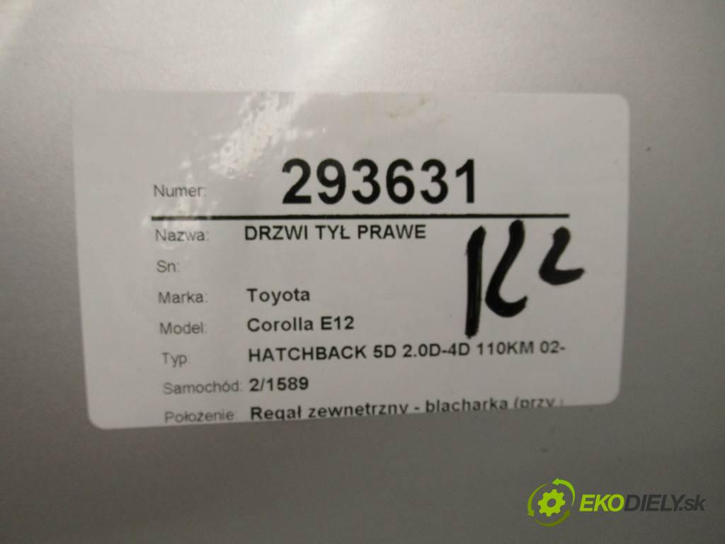 Toyota Corolla E12  2002 81 kW HATCHBACK 5D 2.0D-4D 110KM 02-07 2000 dveře zadní část pravé