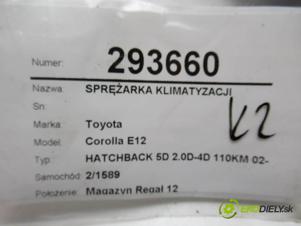 Toyota Corolla E12  2002 81 kW HATCHBACK 5D 2.0D-4D 110KM 02-07 2000 Kompresor klimatizácie 447220-6360 (Kompresory klimatizácie)