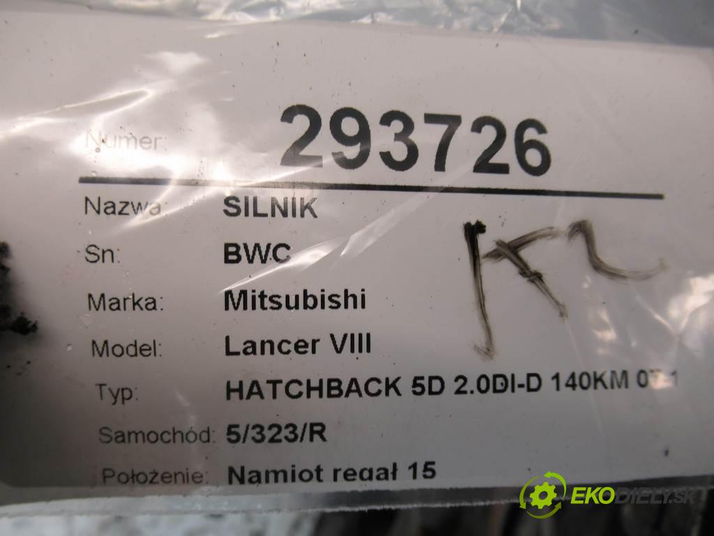 Mitsubishi Lancer VIII  2009 103 kW HATCHBACK 5D 2.0DI-D 140KM 07-16 2000 motor BWC (Motory (kompletní))