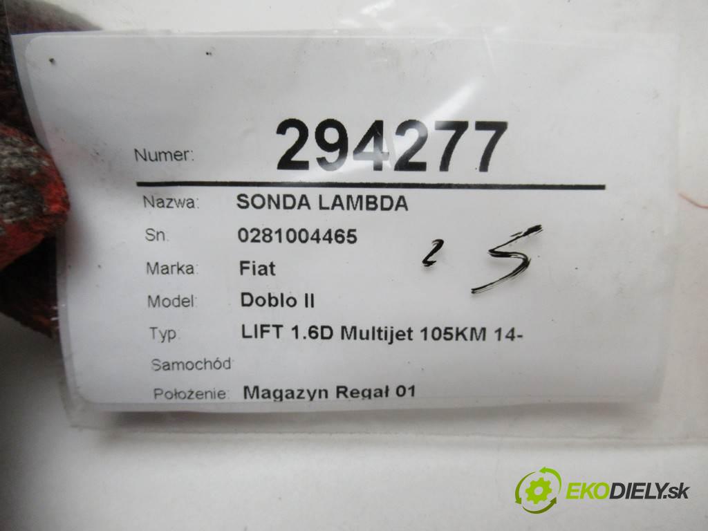 Fiat Doblo II    LIFT 1.6D Multijet 105KM 14-  sonda lambda 0281004465 (Lambda sondy)