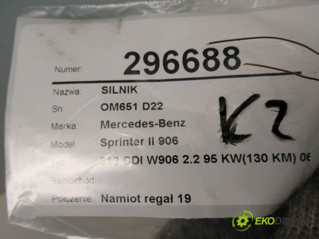 Mercedes-Benz Sprinter II 906    313 CDI W906 2.2 95 KW(130 KM) 06-19  motor OM651 D22 (Motory (kompletní))