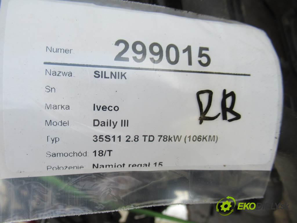 Iveco Daily III 35S11 2.8 TD 78kW (106KM) 2001 78 kW 35S11 2.8 TD 78kW (106KM) 2800 Motor 814043C (Motory (kompletné))