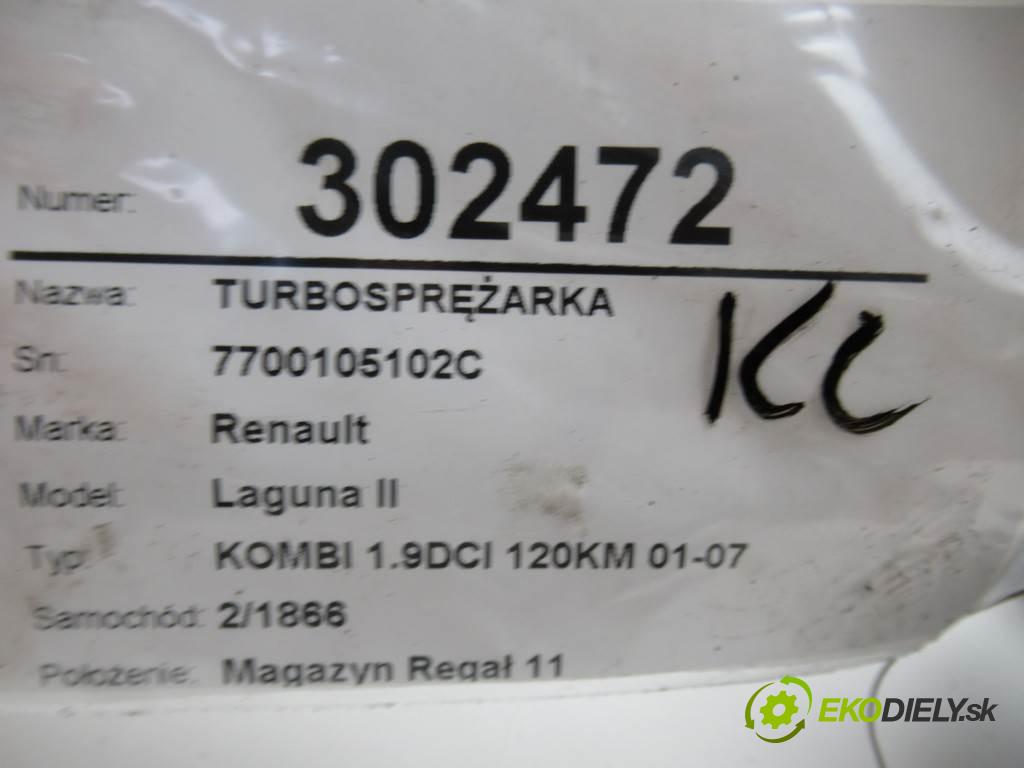 Renault Laguna II  2002 88kW KOMBI 1.9DCI 120KM 01-07 1900 Turbodúchadlo,turbo 7700105102C (Turbodúchadlá (kompletné))