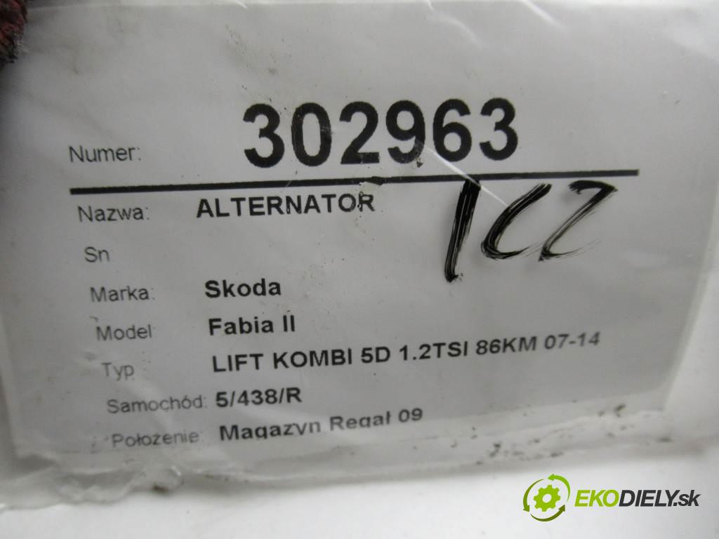 Skoda Fabia II  2011 63 kW LIFT KOMBI 5D 1.2TSI 86KM 07-14 1200 Alternátor 03F903023E (Alternátory)